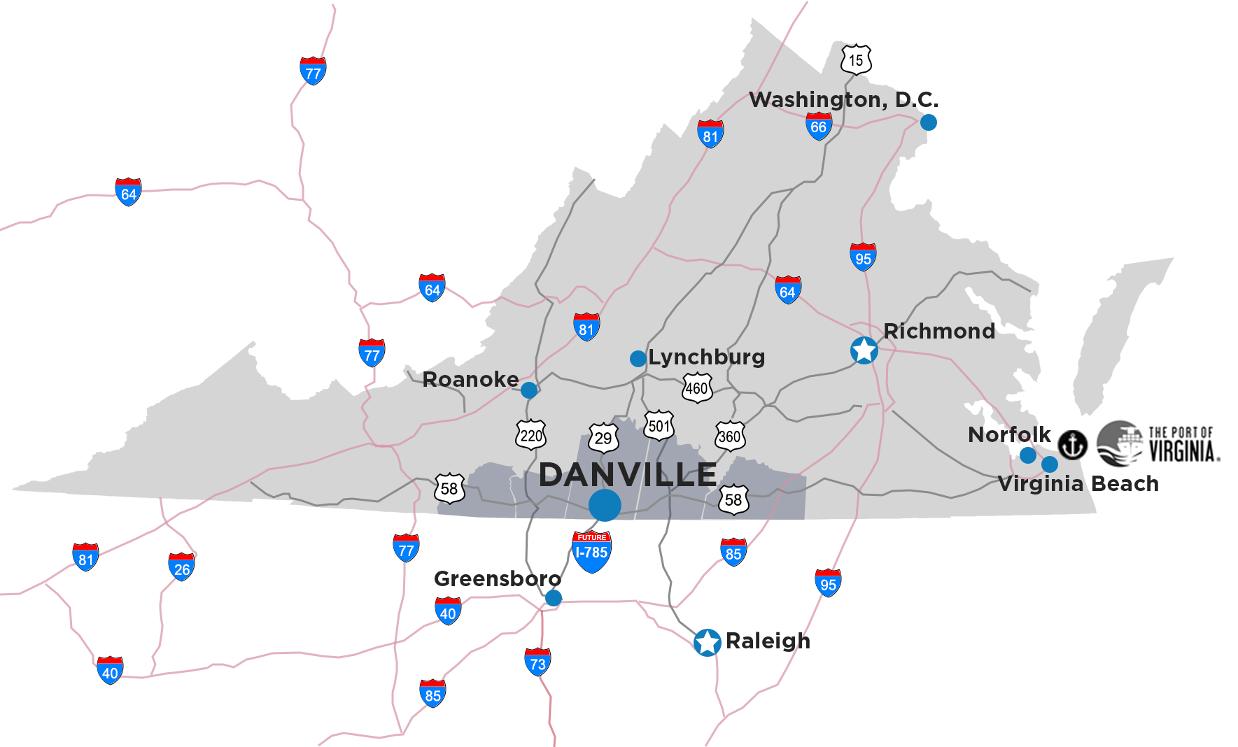 hwys-map-with-county-2023 map of Southern VA highways
